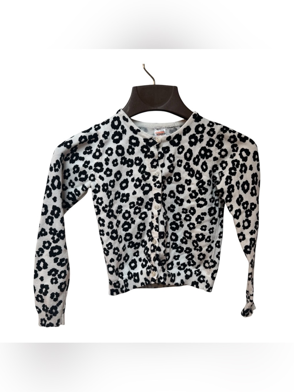 Gymboree Black and White Leopard Print Cardigan size 7/8